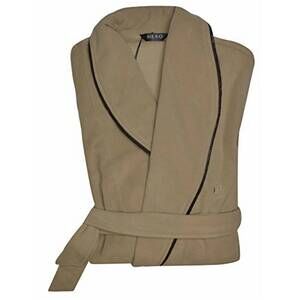NEW NERO PERLA men tie belt fleece robe in beige